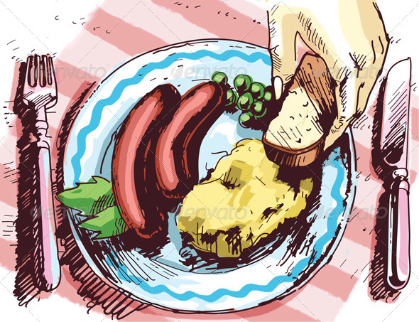 Two Sausages for a Lunch - Food Objects