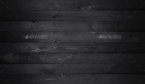 Black wooden background, old wooden planks texture - Stock Photo - Images