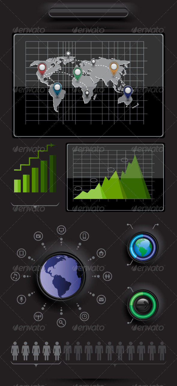 Infographics elements with world map - Infographics