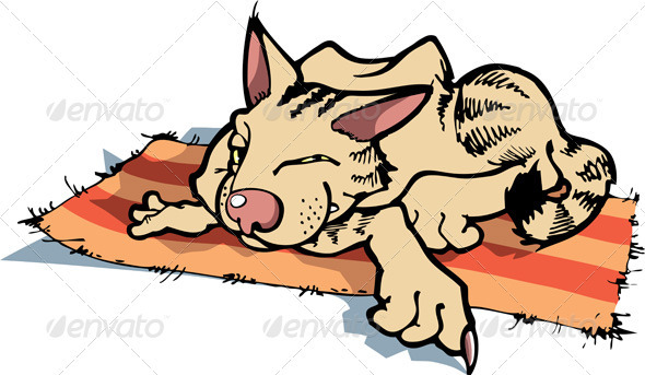 Sly Resting Cat - Animals Characters