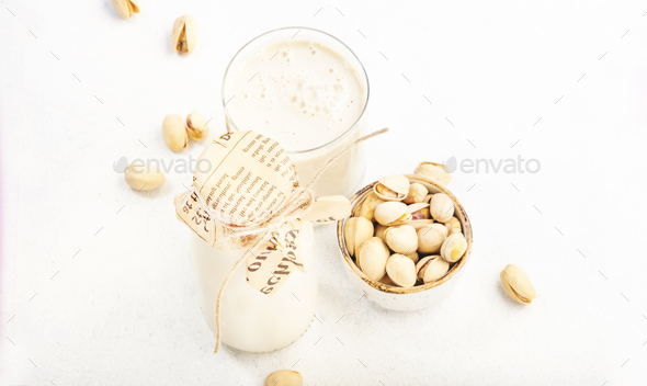 Pistachio nut milk - Stock Photo - Images