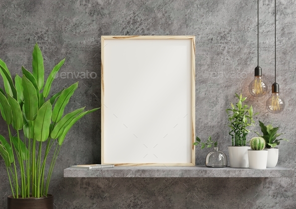 Download Mockup Frame On Shelf In Living Room Stock Photo By Vanitjanthra Photodune