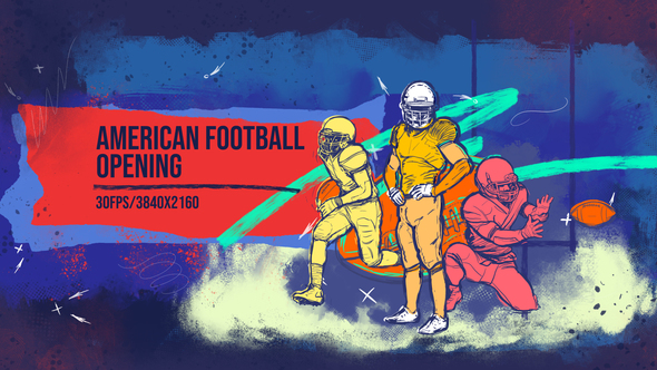 American Football 4K Opener/ Sport Promo/ Uniform/ Club/ Rugby/ Event/ NFL/ Gate/ USA/ America/ Flag