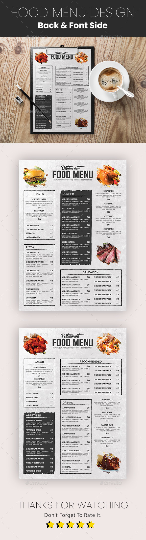 Food Menu Template, Print Templates | GraphicRiver, image size:590x2181