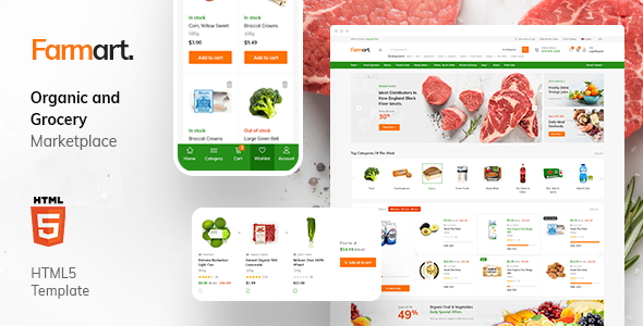 Lovely Farmart - Organic Marketplace eCommerce HTML Template + Admin Template
