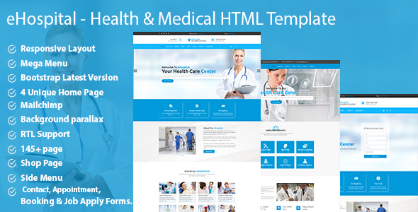 eHospital - Health Care, Medical Hospital & Doctors Clinic HTML ...