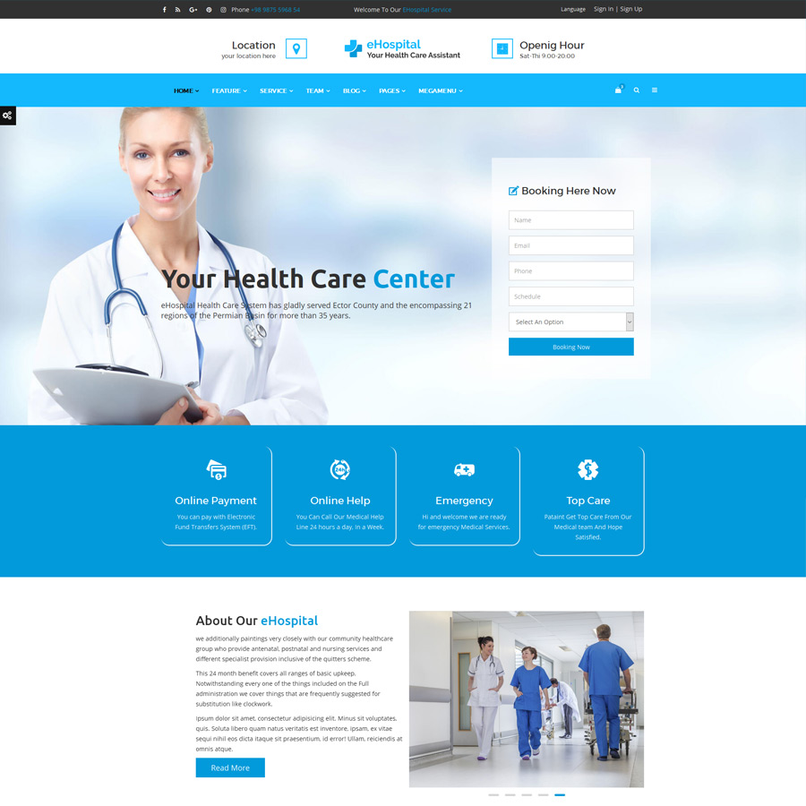 eHospital - Health Care, Medical Hospital & Doctors Clinic HTML ...