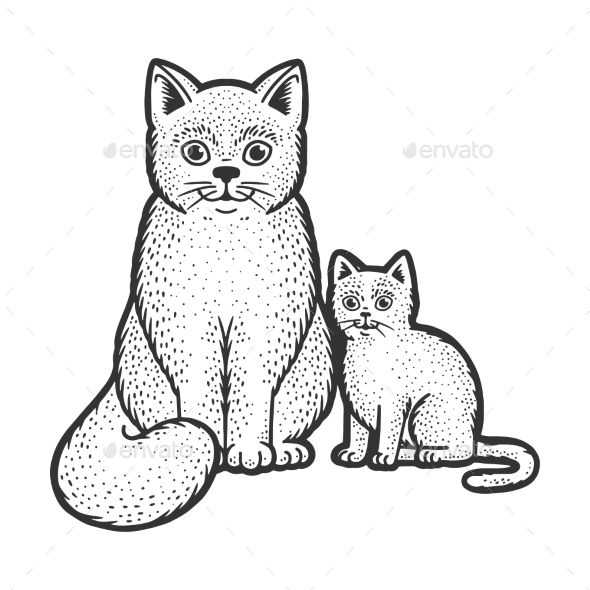 Cat Mother Her Kitten Coloring Book Stock Vector (Royalty Free) 403876795