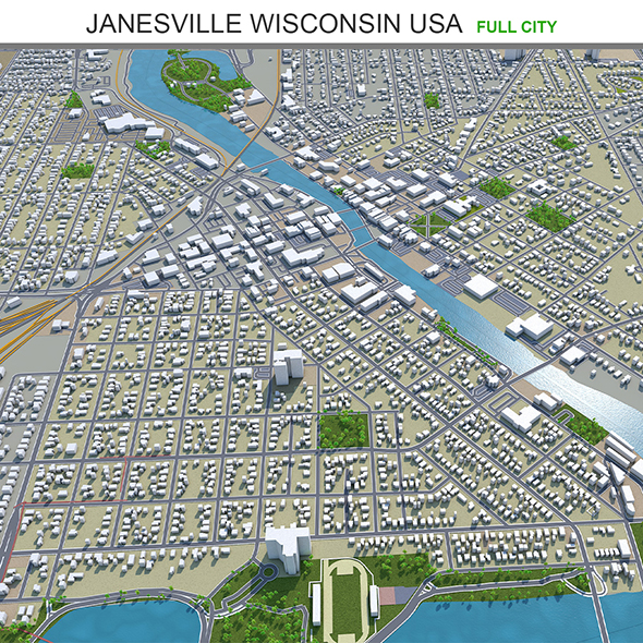 Janesville city Wisconsin - 3Docean 31980149