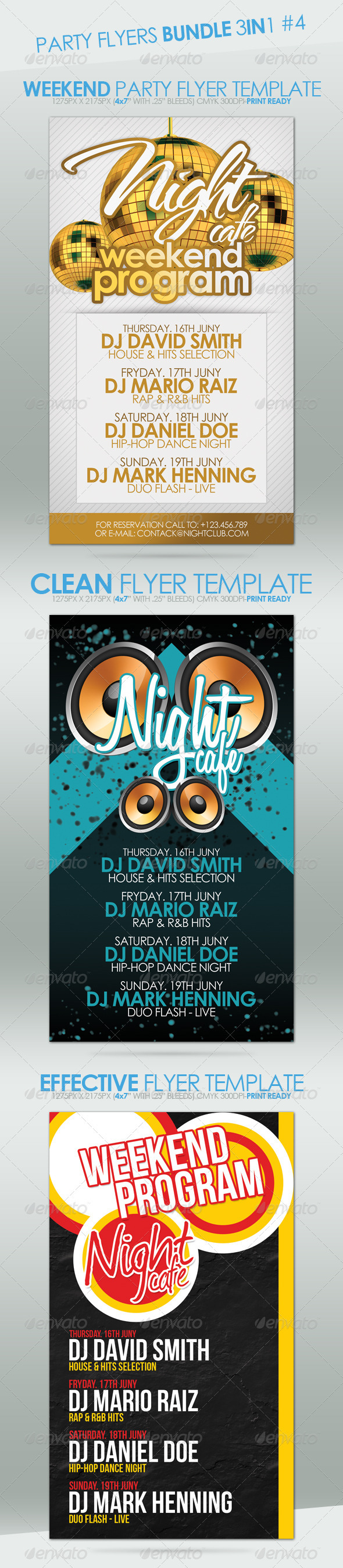 Party Flyers Bundle 3in1 #4 - Clubs & Parties Events