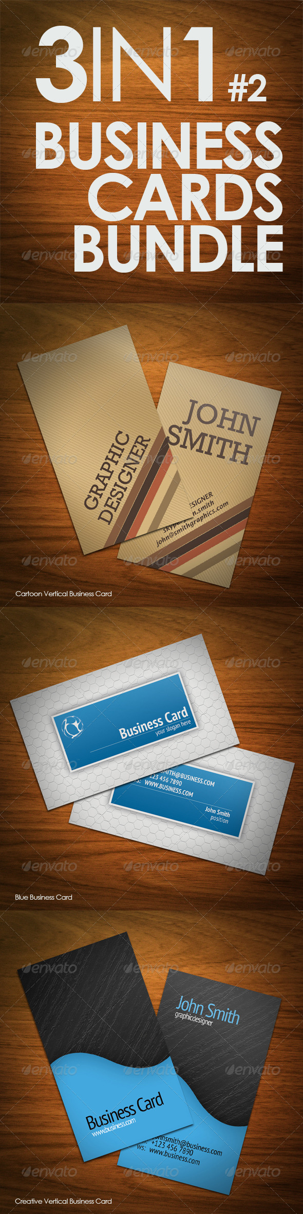 3in1 Business Cards Bundle #2 - Corporate Business Cards