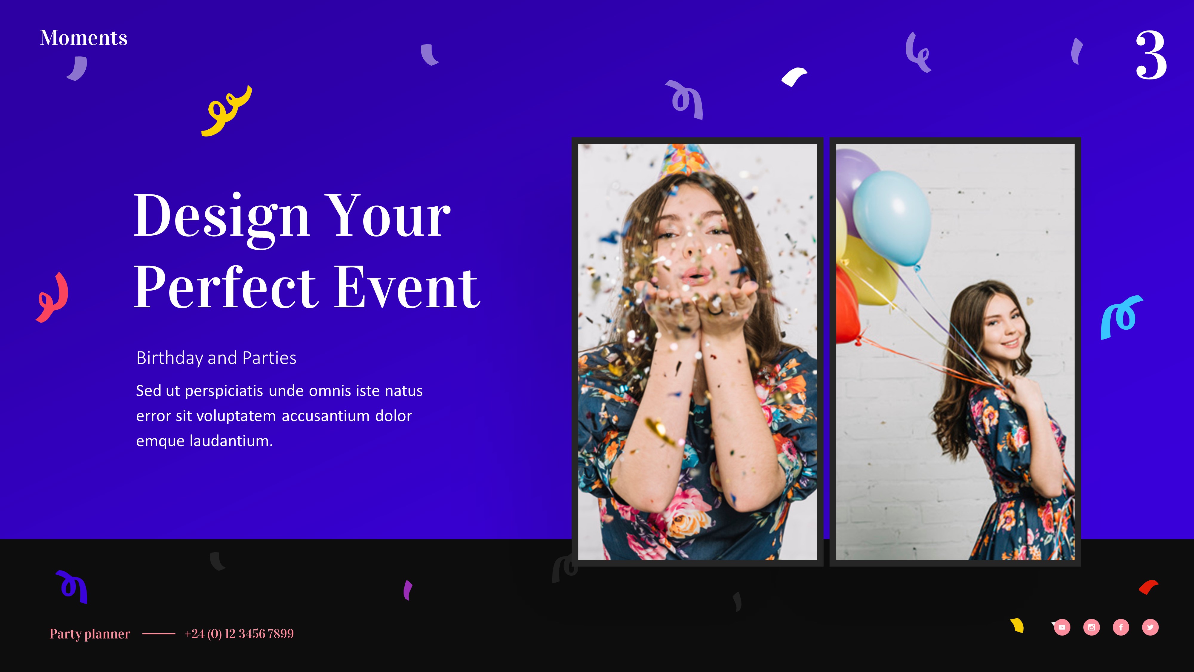 Moments Creative Party Planner Powerpoint Template, Presentation Templates