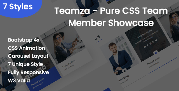 Teamza - Pure CSS Team Member Showcase