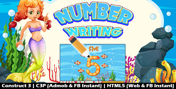 Number Writing Kids Learning Game (Construct 3 | C3P | HTML5) Admob Ready