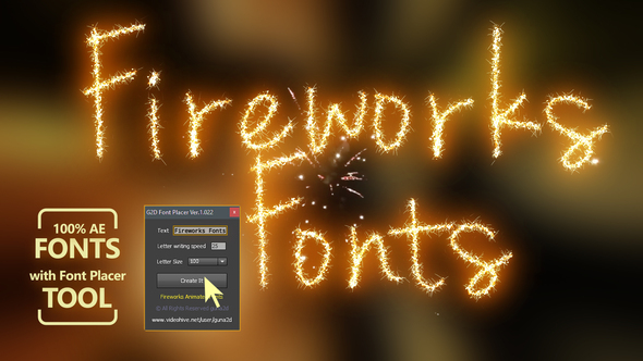 Fireworks Animated Font Pack with Tool