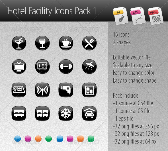 Hotel Facility Icons Pack 1 - Business Icons