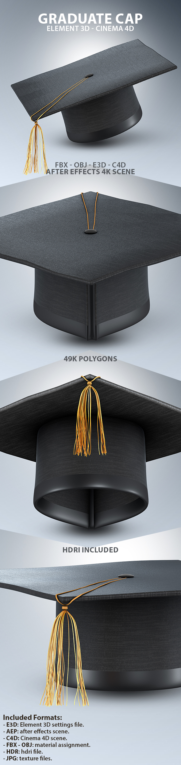 Graduate Cap 3D - 3Docean 32020353