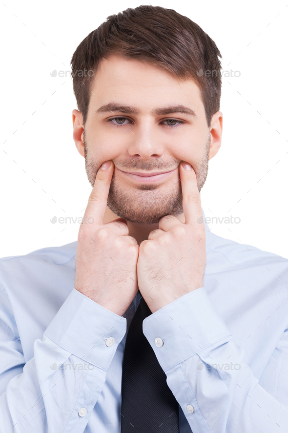 Forced smile.  - Stock Photo - Images