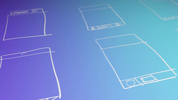 App Development and Wireframing Concept Animation on Gradient Background