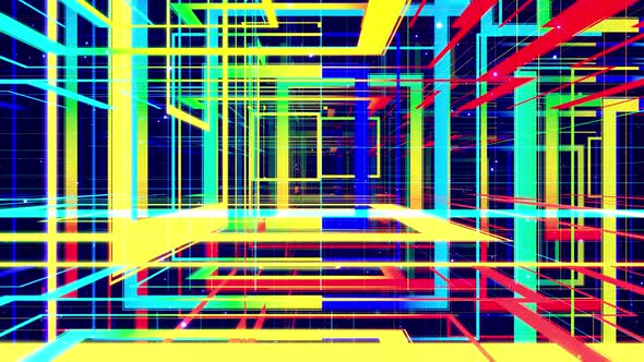 Motion Graphic Camera Fly Throungh Abstract Art Space Multilayer Structure with Pattern and alt