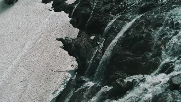 Mountain Glacial Waterfall Aerial