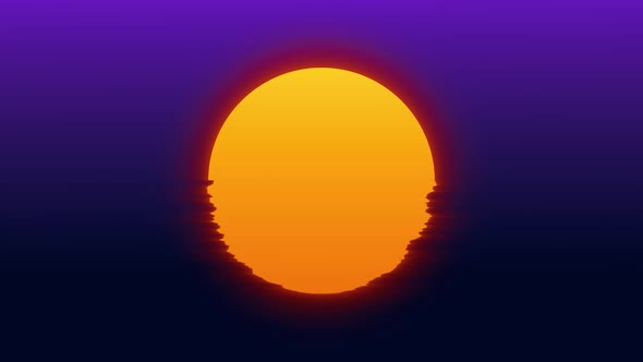 Sunset Reflection Animation Retro Background