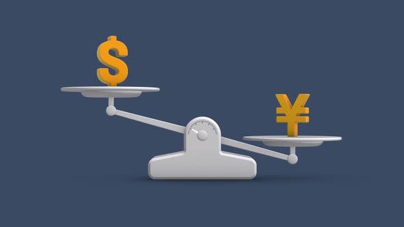 Usd dollar vs Yen Balance Weighing Scale Looping Animation alt