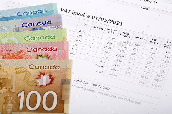 VAT invoice with Canadian money - Stock Photo - Images