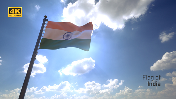 India Flag on a Flagpole V4 - 4K, Motion Graphics | VideoHive