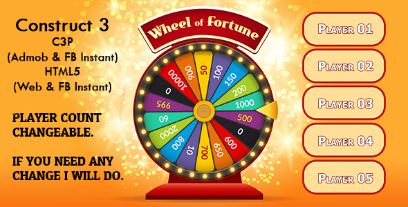 [DOWNLOAD]Wheel of Fortune Game v2 (Construct 3 | C3P | HTML5) Admob Ready