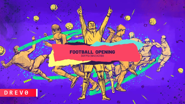 Football Opener/ Soccer Live/ TV Intro/ Sport/ Ball/ Dynamic Brush/ Draw/ Game Promo/ Players/ Event