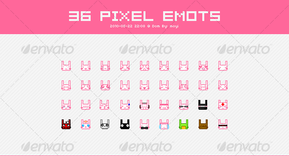 36 Pixel Emoticons of Rabbits - Web Icons