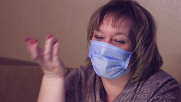 Remote Teacher Woman in Mask Online on Laptop Communicate with Student alt