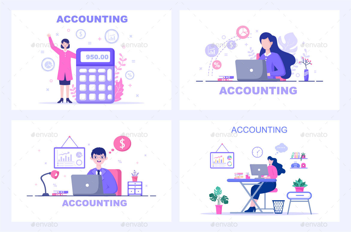 12 Financial Management or Accounting Illustration, Vectors | GraphicRiver