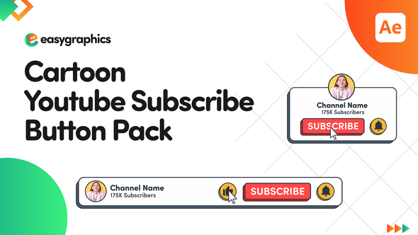Cartoon Youtube Subscribe Button Pack