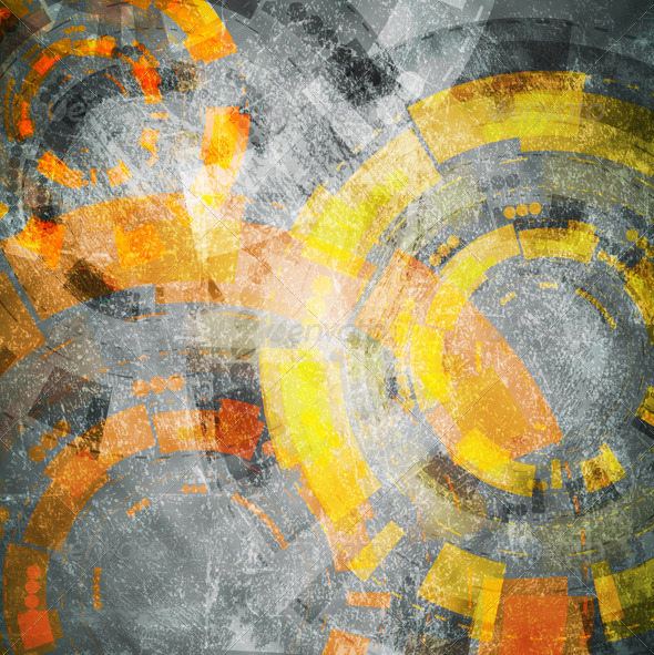 Tech elements on grunge grey backdrop - Backgrounds Decorative