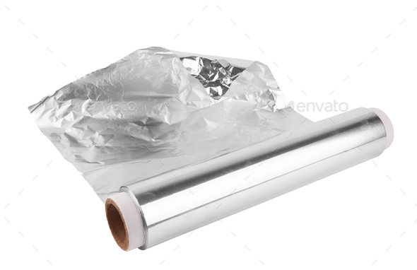 Aluminium foil roll on white background, 🇩🇪Professional P…