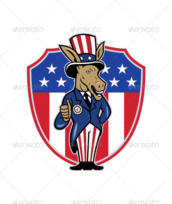 Democrat Donkey Mascot Thumbs Up - Animals Characters