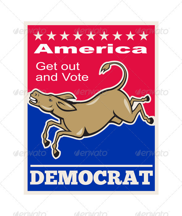 Democrat Donkey Mascot America Vote - Animals Characters