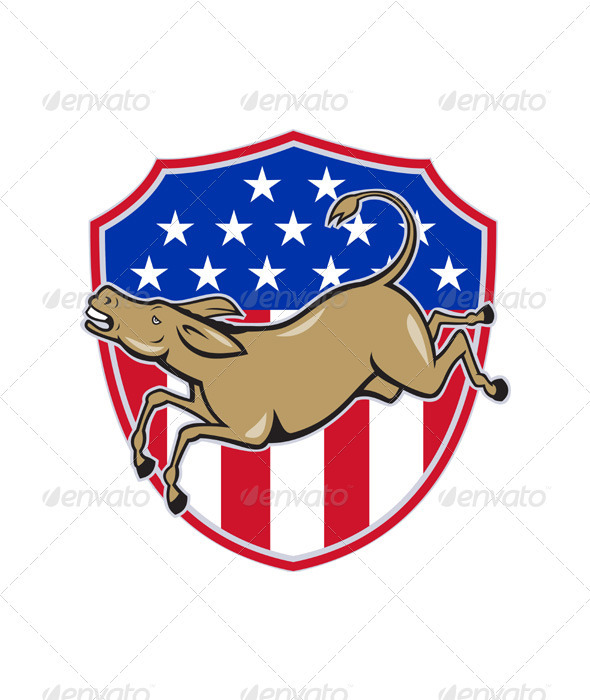 Democrat Donkey Mascot American Flag - Animals Characters