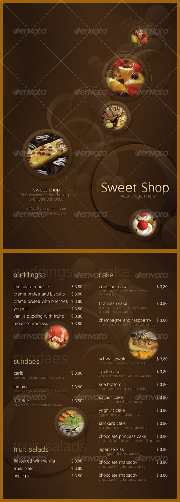 Sweet Shop Menu - Food Menus Print Templates