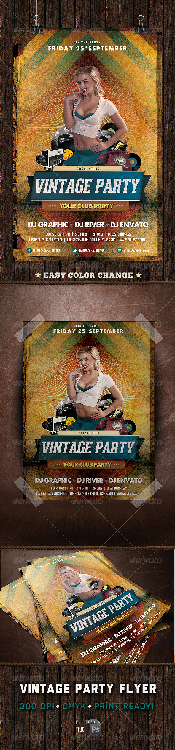 Vintage Party Flyer Template - Clubs & Parties Events