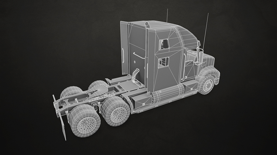 Semi Truck Tractor - Red - Low Poly by MSWoodvine | 3DOcean