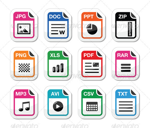 Download File type icons as labels set - zip, pdf, jpg, doc by ...