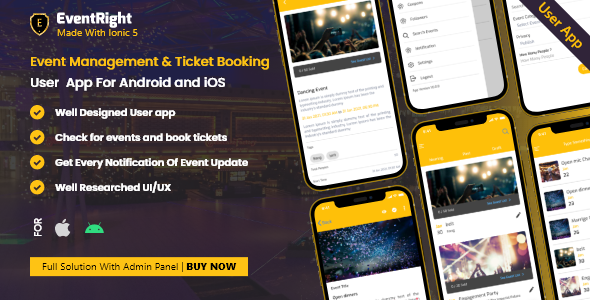 User App - Ticket Sales and Event Booking & Management System Event Right