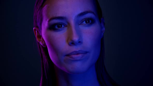 Model Under Purple Lights