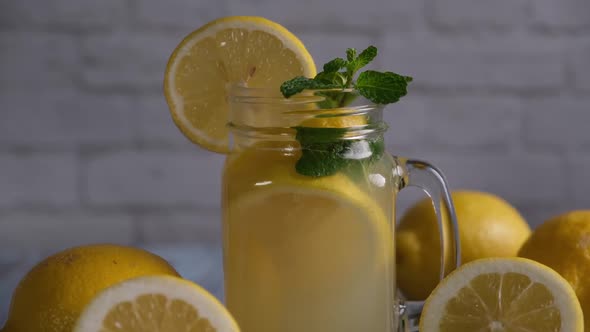 Glass with natural lemon juice