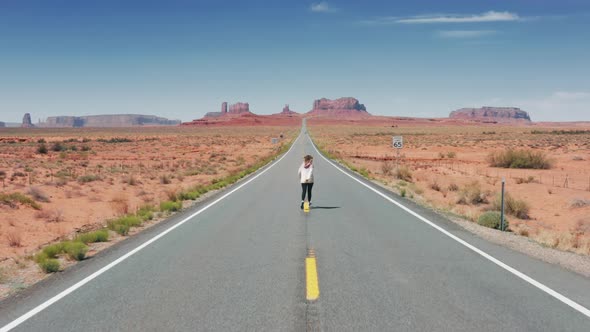 Happy Tourist Excited to See Famous Filming Landmark Cinematic Monument Valley alt