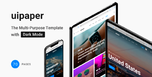 Great UIpaper – The Multi-Purpose Template with Dark Mode