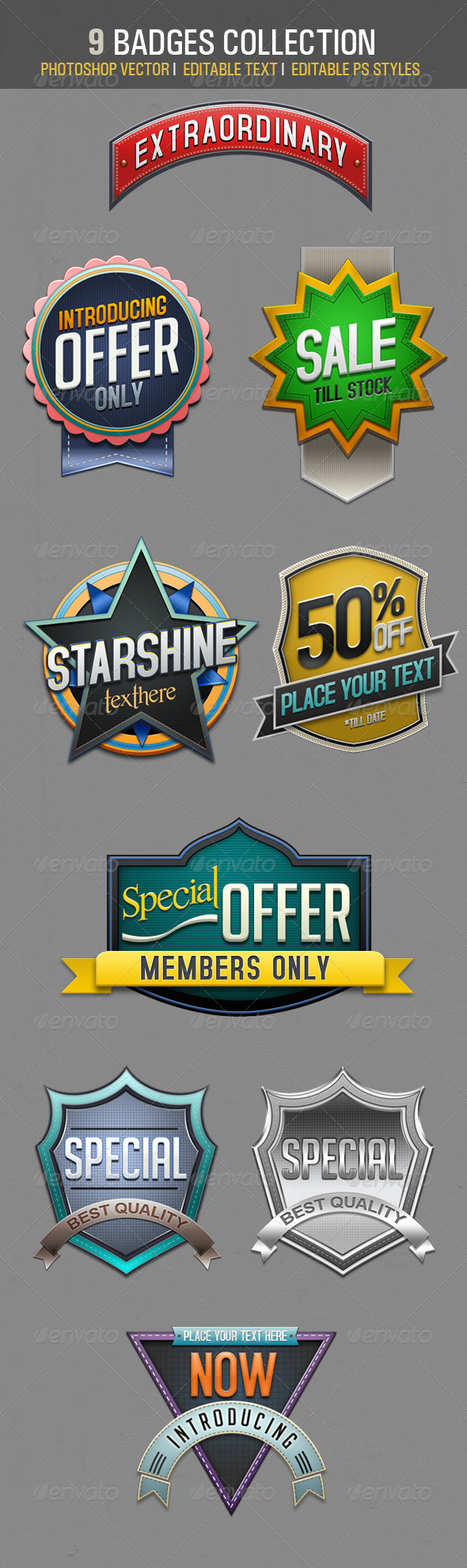 9 Badges Collections - Badges & Stickers Web Elements